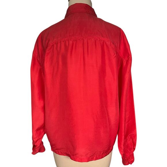 Bogari Vintage 100% Silk Button Up Shirt Pink Long Sleeve Pocket Blouse Size M - Picture 2 of 8